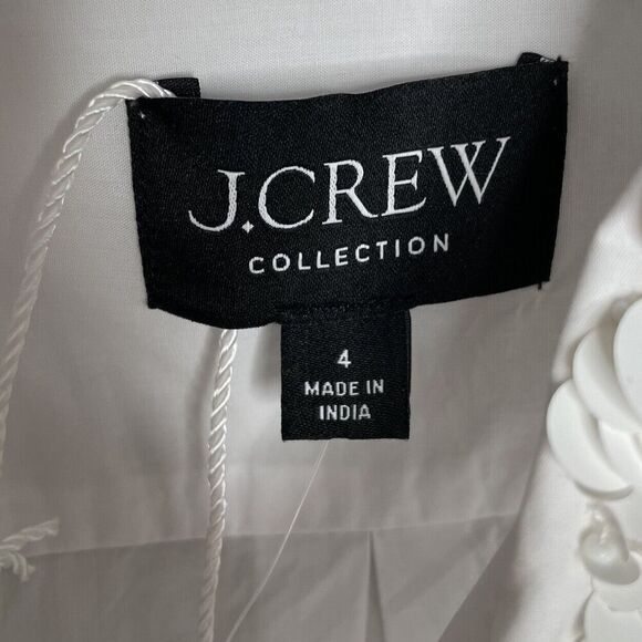 J.CREW Collection Top Women 4 Floral Appliques Button Up NEW Cropped White CC241 - Picture 14 of 16